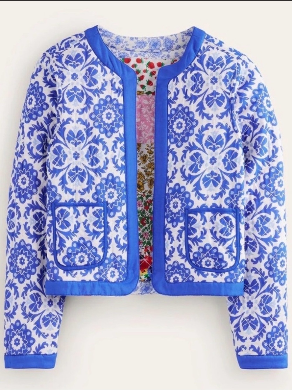 Boden Reversible Quilted Cotton Jacket Mixed Print Size 6 US NWT Final Price - Picture 2 of 10
